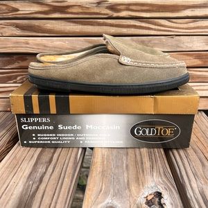 - Gold Toe Genuine Suede Moccasin Slipper SZ L! NEW!